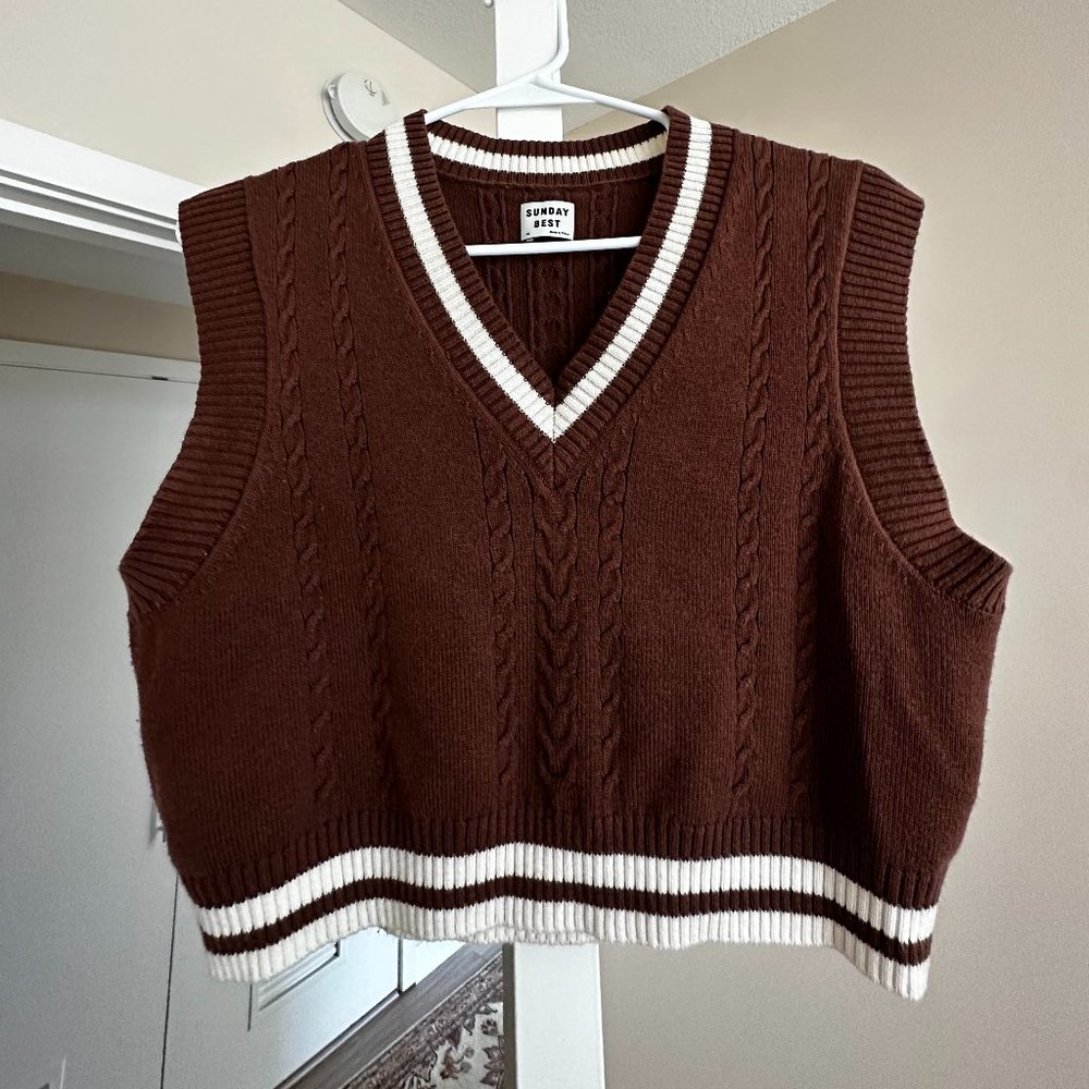 Aritzia Sunday Best Winston Sweater Vest, Brown XS